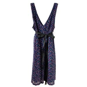 American Eagle Outfitters Sleeveless Dress Ribbon Sash Belt Deep V Front & Back